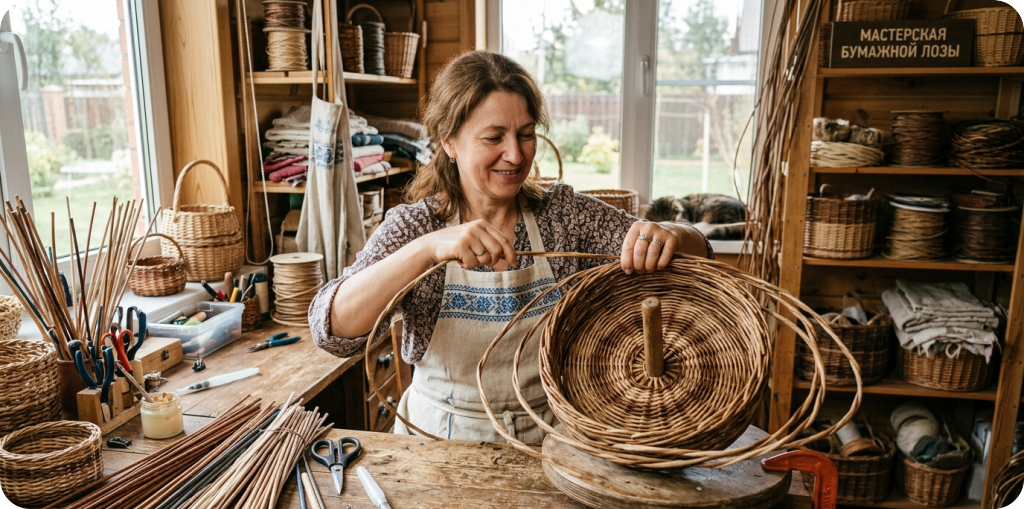 мастер по плетению из бумажной лозы, спицы для плетения из бумажной лозы